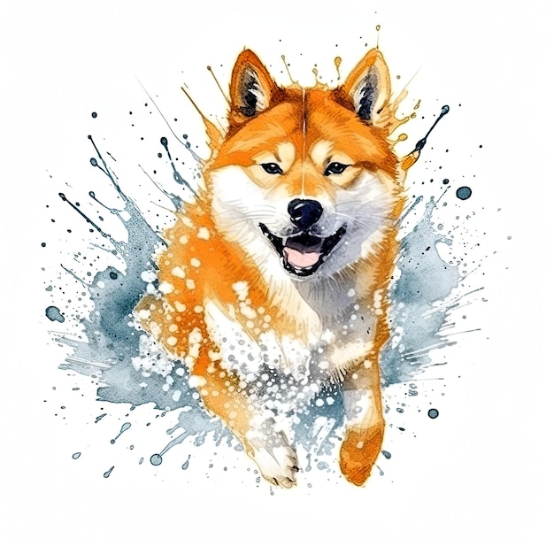 Cute shiba inu dog AI generative illustration