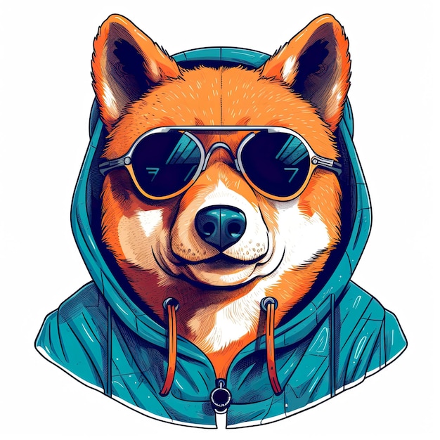 Cute shiba inu dog Generative AI illustration