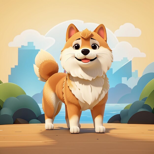Милая собака-шиба-ину, стоящая в карикатуре, векторная икона, иллюстрация животной природы, икона, концепция изолирована, милая