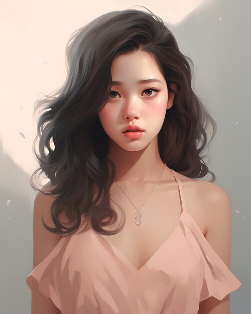 Cute and shy asian girl blushin