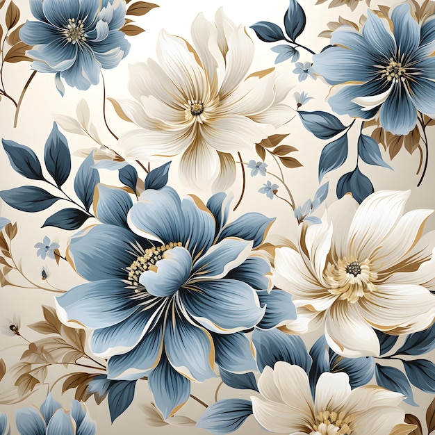 可愛い銀色の花のパターン 白い背景