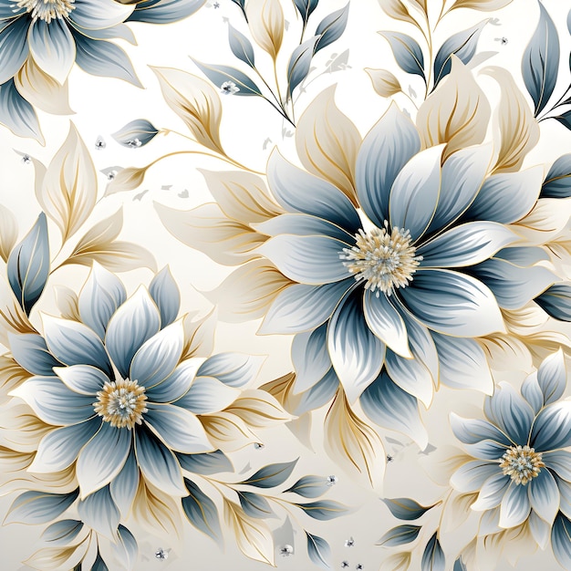 Cute silver floral pattern white background