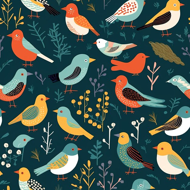 Cute simple bird pattern