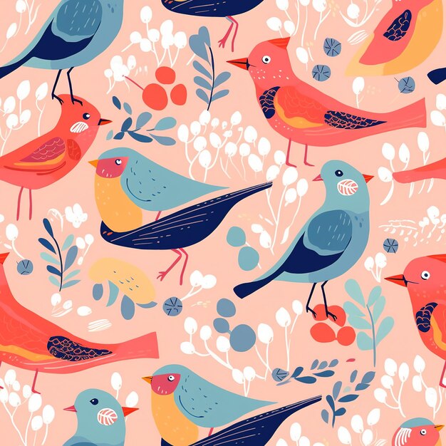 Photo cute simple bird pattern