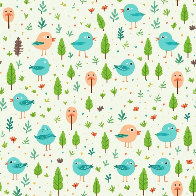 Photo cute simple bird pattern