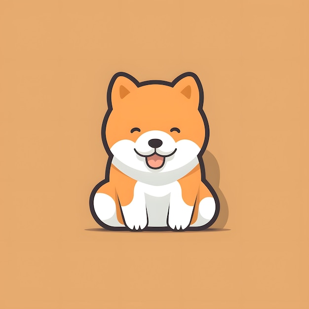 Photo cute and simple illustration of akita dog