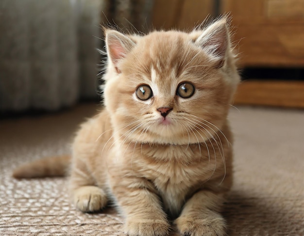 かわいい座っている赤ちゃんのマンチキン猫