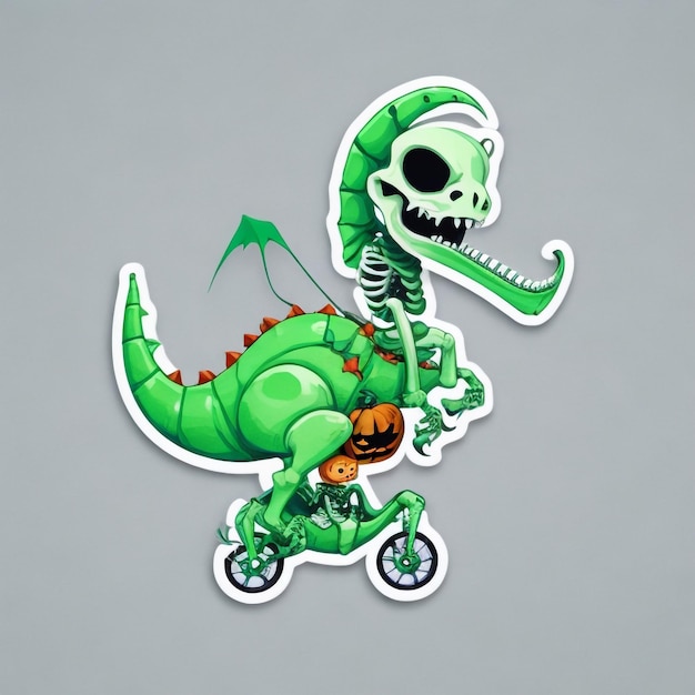 cute_Skeleton_Riding_green_Dinosau