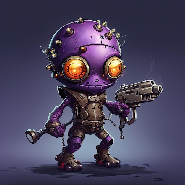 cute skinny steampunk robot