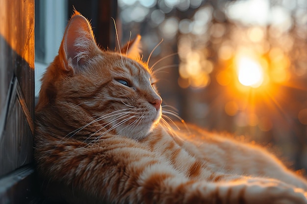 太陽の光の下で眠っている可愛い猫 壁紙