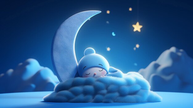 Cute sleeping moon