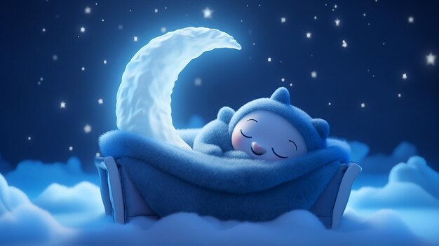 Cute sleeping moon