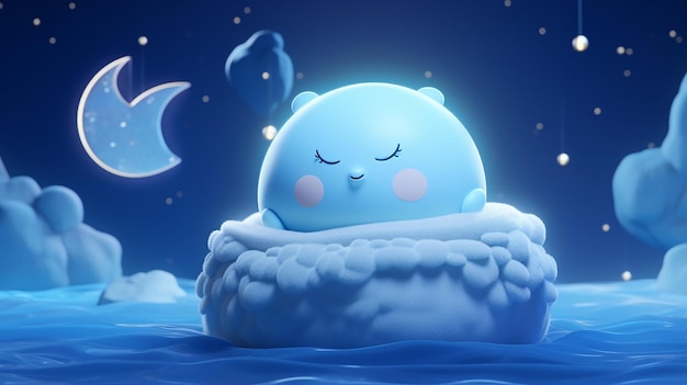 Cute sleeping moon