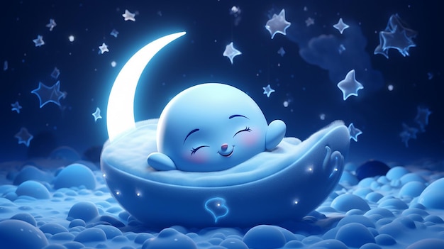 Cute sleeping moon