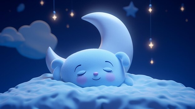 Cute sleeping moon