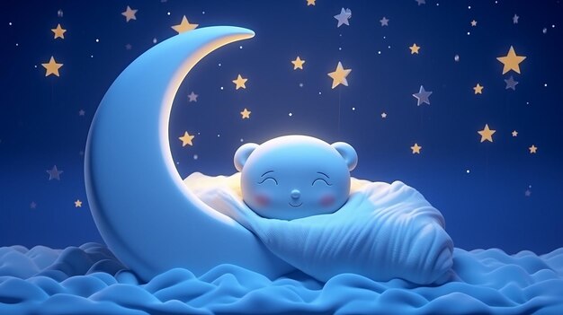 Cute sleeping moon