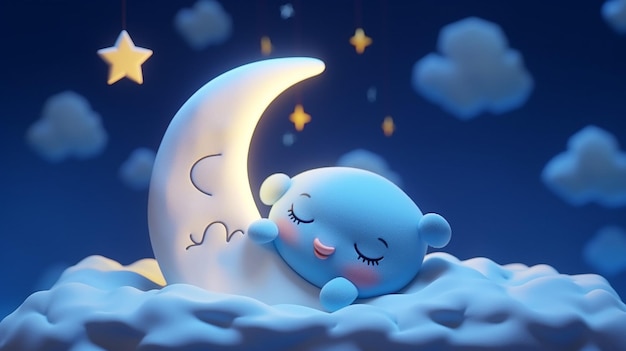 Cute sleeping moon