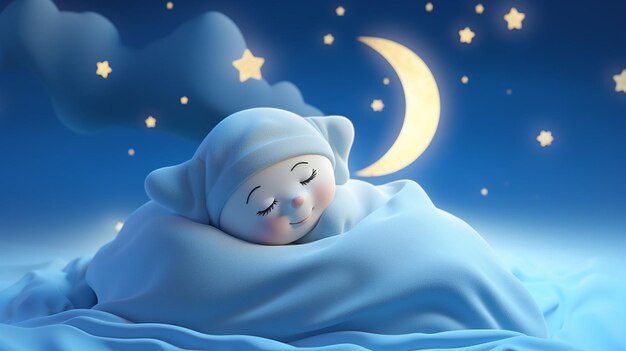 Cute sleeping moon