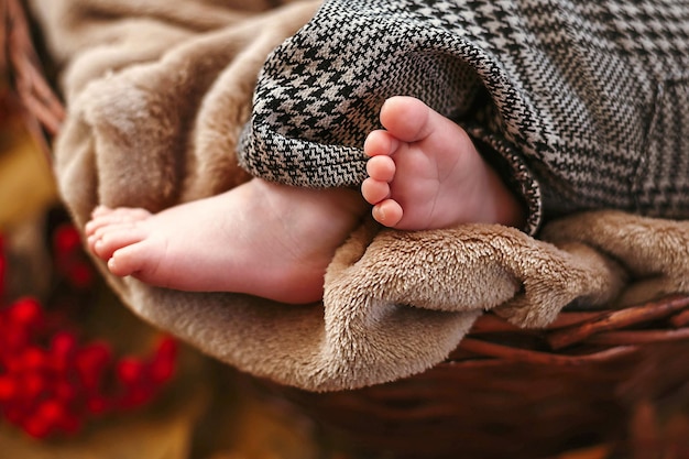 Cute sleeping newborn Feet of a small child