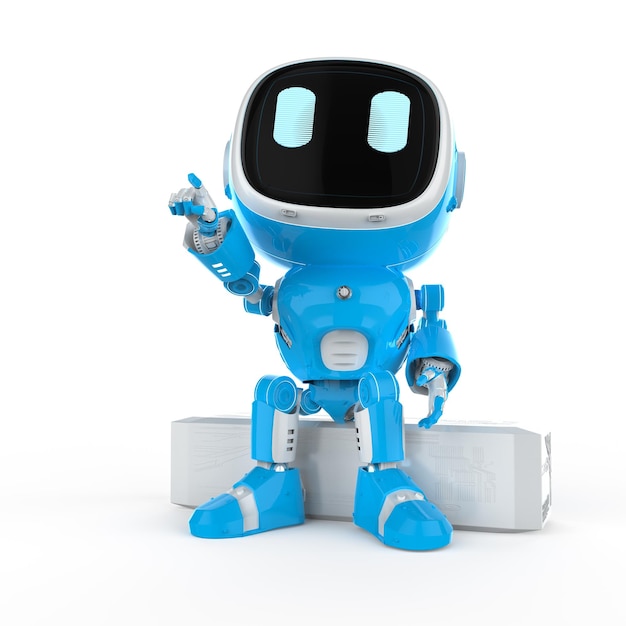 Cute and small artificial intelligence assistant robot finger point