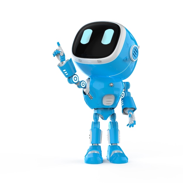 Cute and small artificial intelligence assistant robot finger point