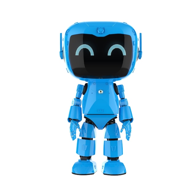 Cute and small artificial intelligence personal assistant robot isolated