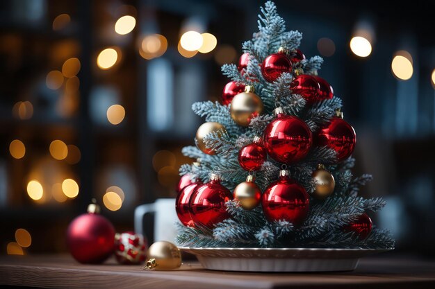 귀여운 작은 크리스마스 장식품과 나무
