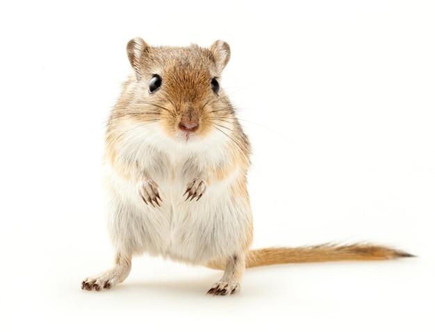 Cute small gerbil on wight background