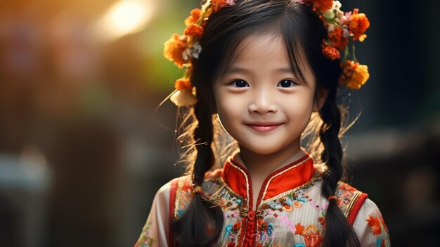  Premium AI Image | cute small smiling girl beautiful