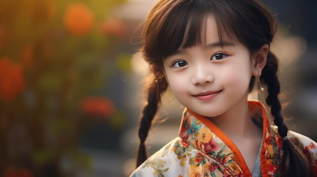  Premium AI Image | cute small smiling girl beautiful