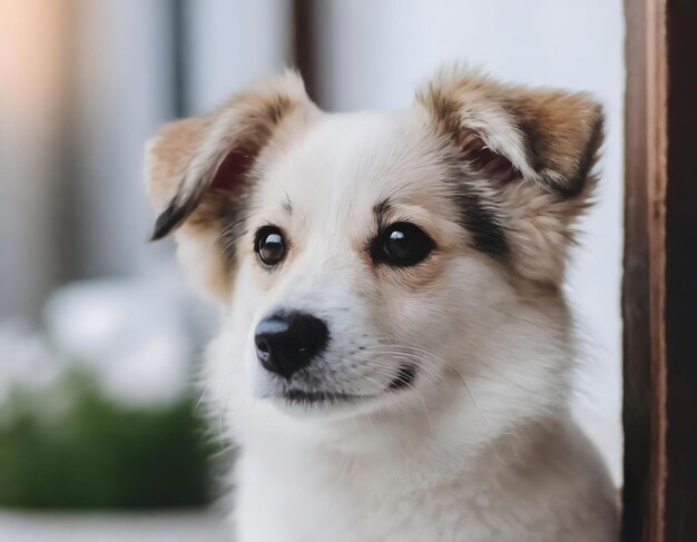 写真 可愛くて賢い飼い犬が飼い主を待っている 悲しいペットの表情