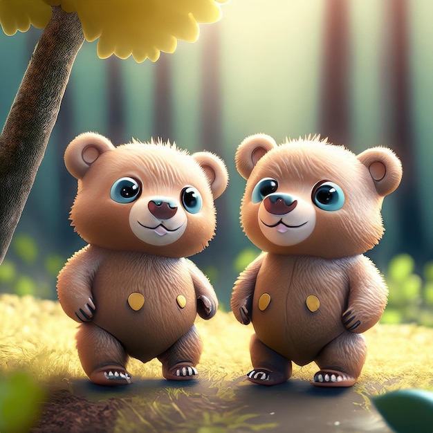 Cute smile bear 3D Character