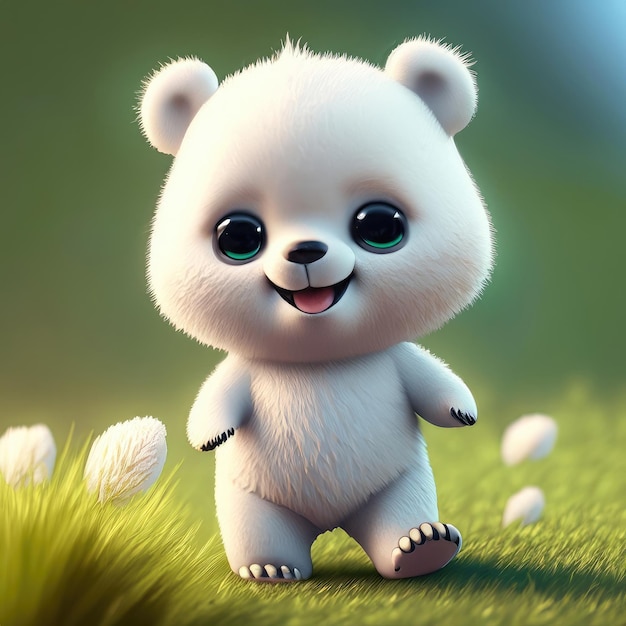 Милый улыбающийся медведь 3D персонаж