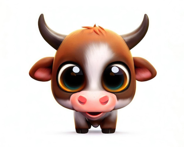 Cute smile bull 3d character