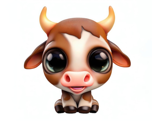 Cute smile bull 3d character