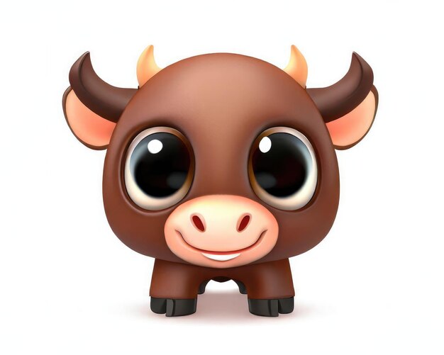 Cute smile bull 3d character