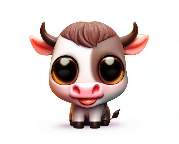 Cute smile bull 3d character