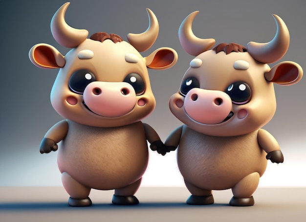 Cute smile bull 3d character