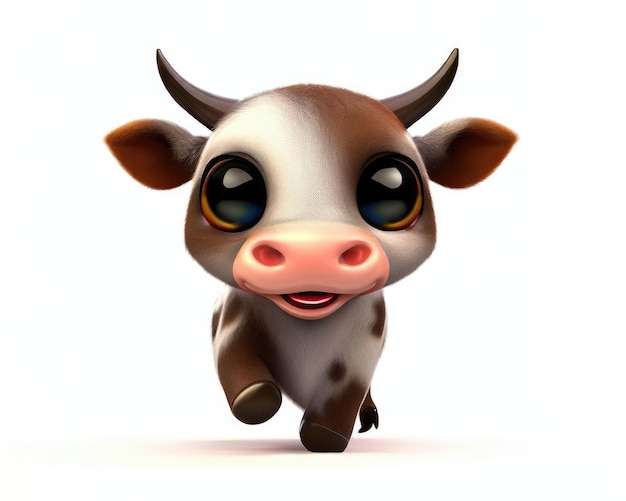 Cute smile bull 3d character