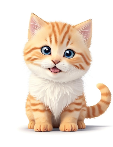 白い背景の写真で可愛い笑顔の猫 Ai Generated