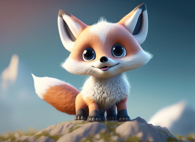 Cute smile fox 3d character