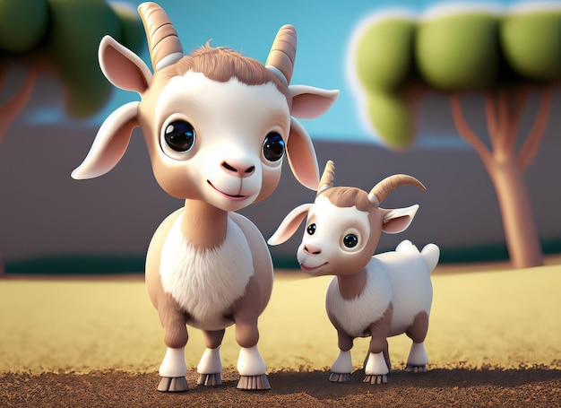 Cute smile goat 3d character