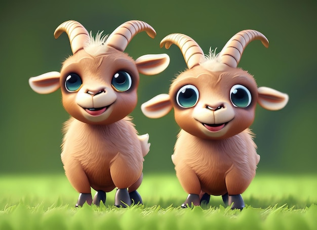 Cute smile goat 3d character