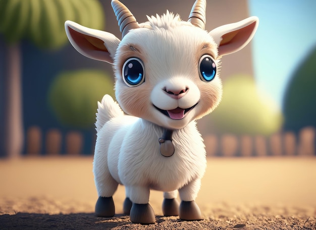 Cute smile goat 3d character