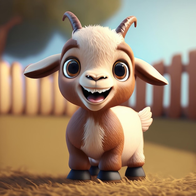 Cute smile goat 3d character