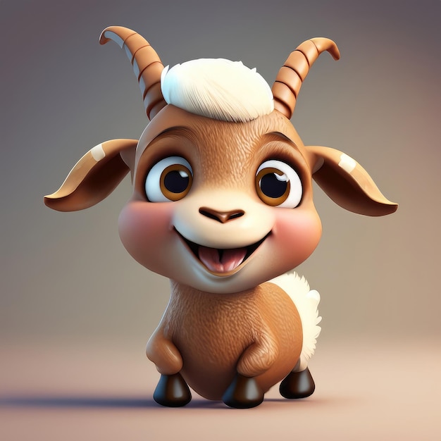 Cute smile goat 3d character