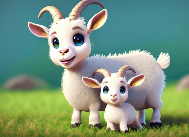 Cute smile goat 3d character