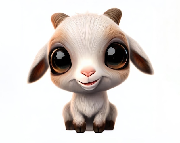 Cute smile goat 3d character