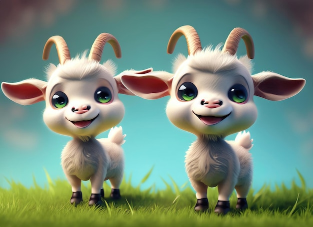Cute smile goat 3d character
