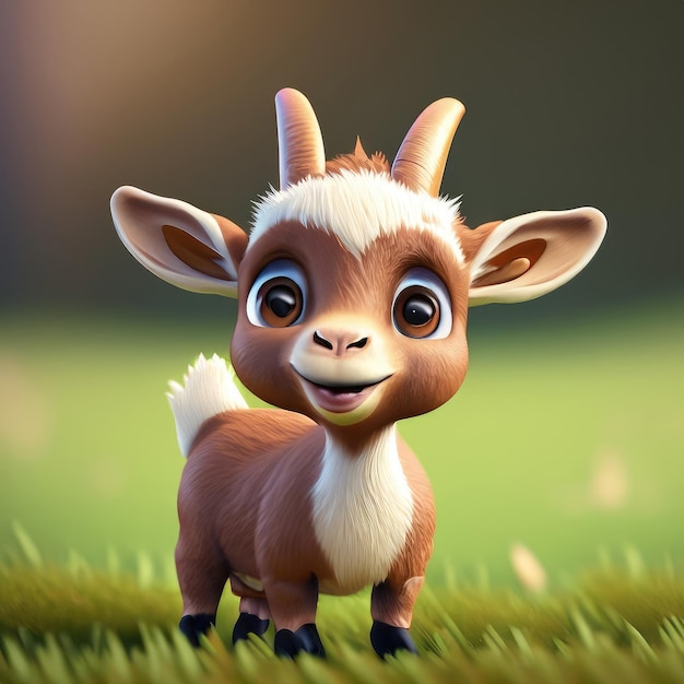 Cute smile goat 3d character